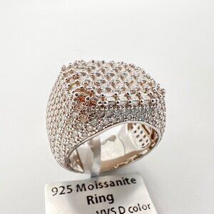 925 Sterling Sliver Moissanite 3cm Square Elevated Ring, 9.72ctw VVS Stones Hip